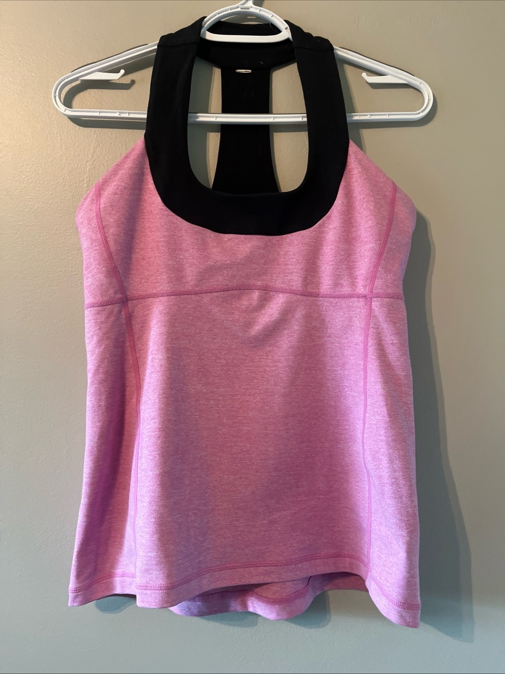 Lululemon Pink Black Heathered Racerback Tank Top Built-in Shelf Bra Size 10